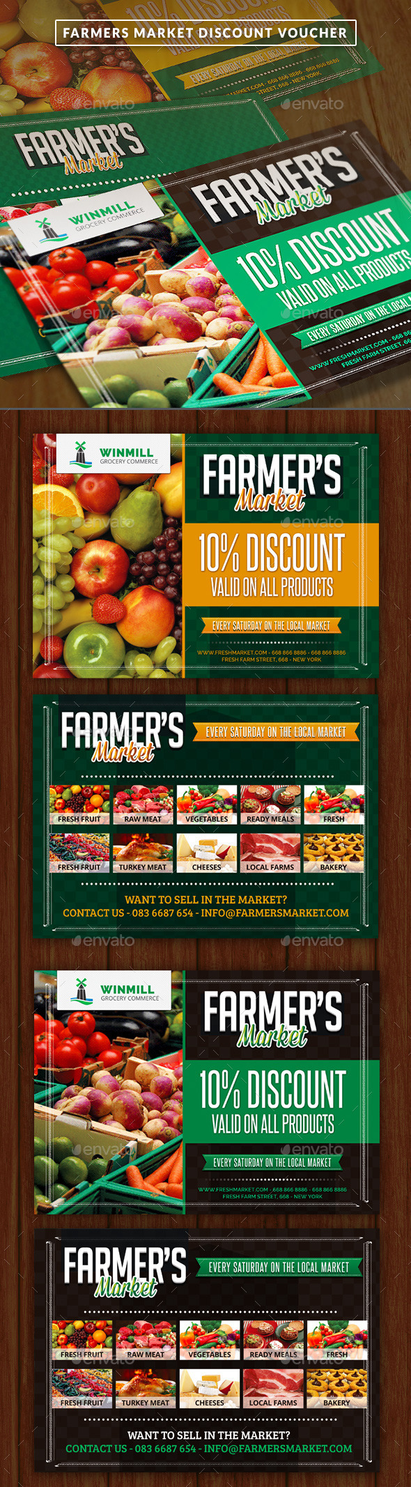 Farmer's Market Commerce Discount Voucher - Cards & Invites Print Templates