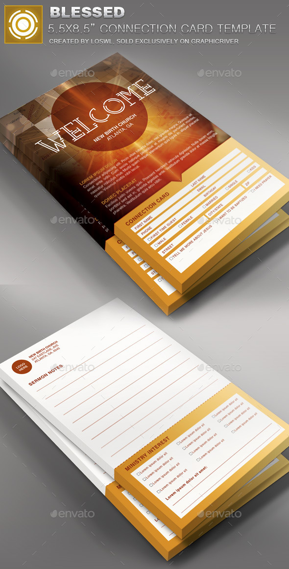 Blessed Church Connection Card Template By Loswl