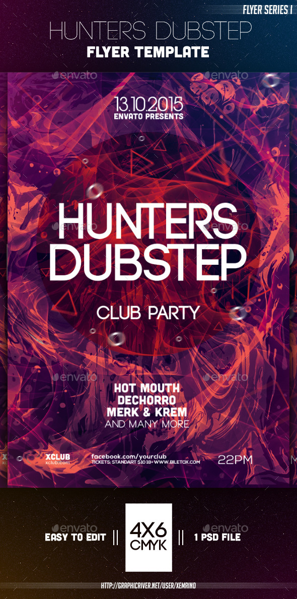 Hunters Dubstep Flyer Template - Clubs & Parties Events