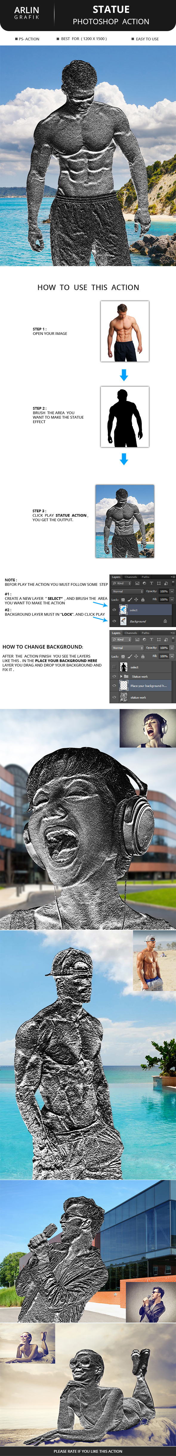 Statue Photoshop Action - Photo Effects Actions