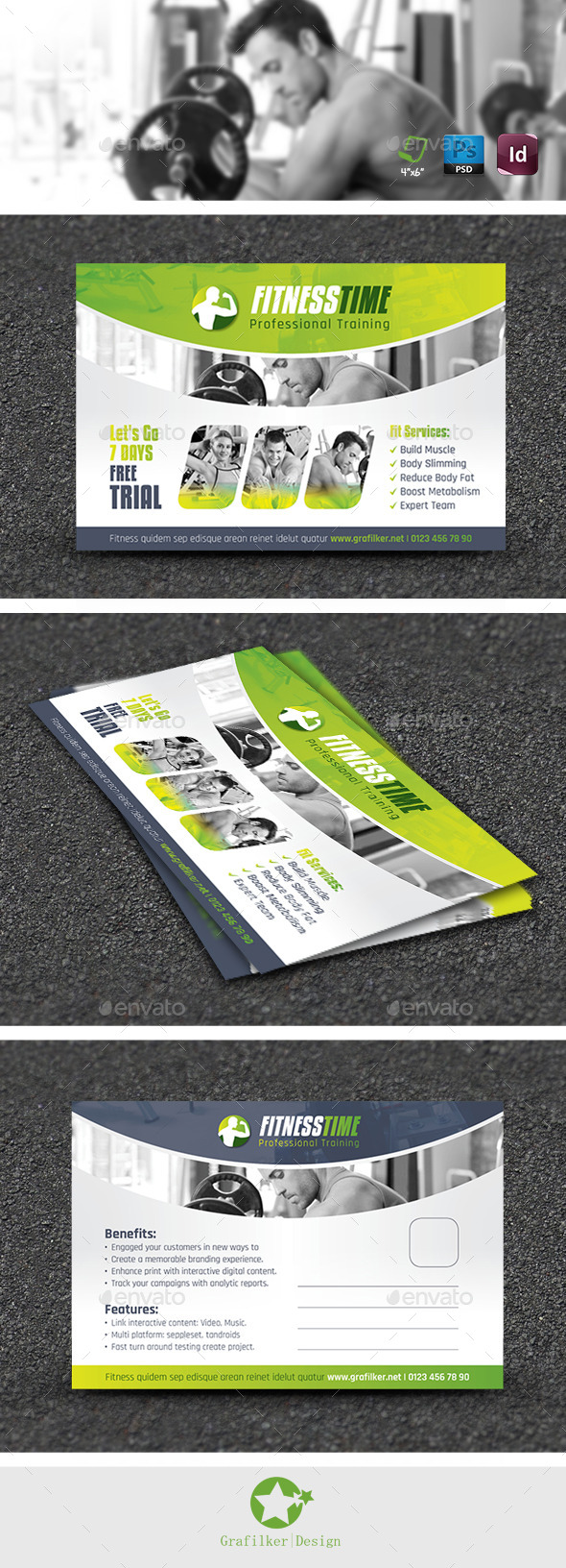 Fitness Salon Postcard Templates - Cards & Invites Print Templates