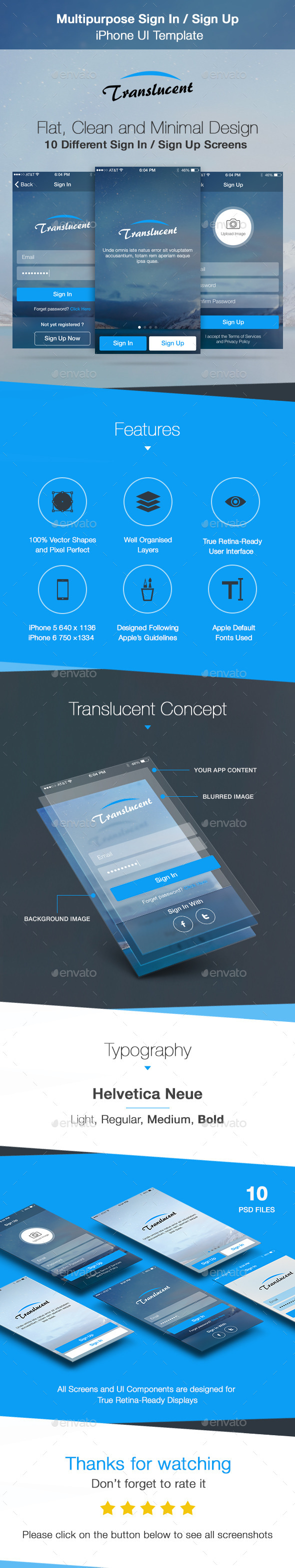 Translucent - Sign In / Sign Up iPhone UI Template, Web Elements |  GraphicRiver