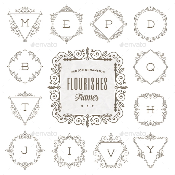 Set of Monogram Logo Template - Decorative Vectors