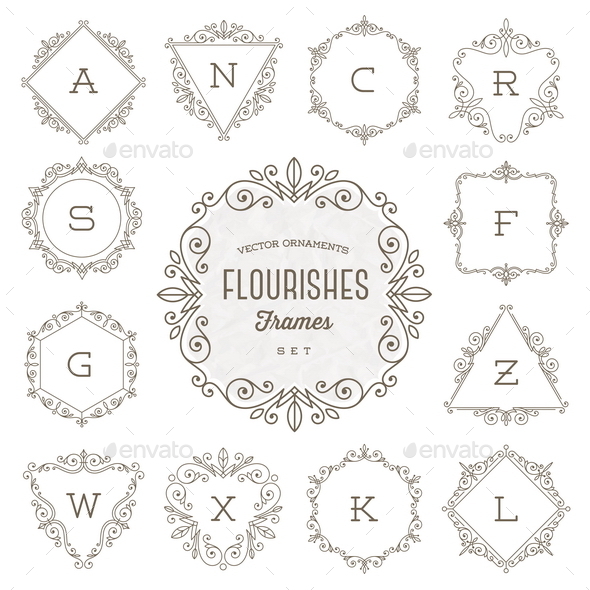 Set of Monogram Logo Template - Borders Decorative