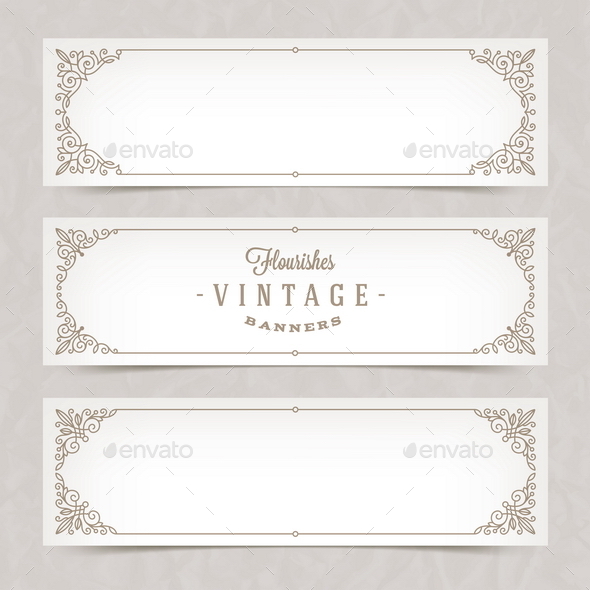Paper Banners with Flourishes Frames - Borders Decorative