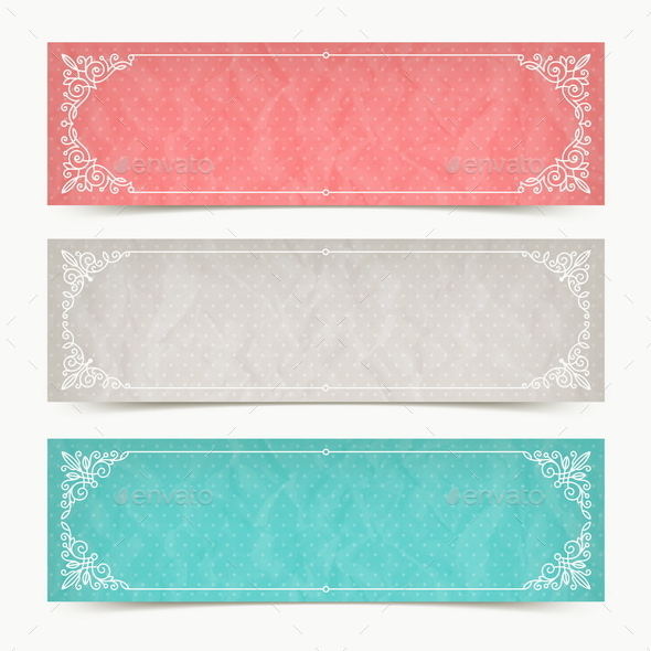 Paper Banners with Flourishes Frames - Borders Decorative
