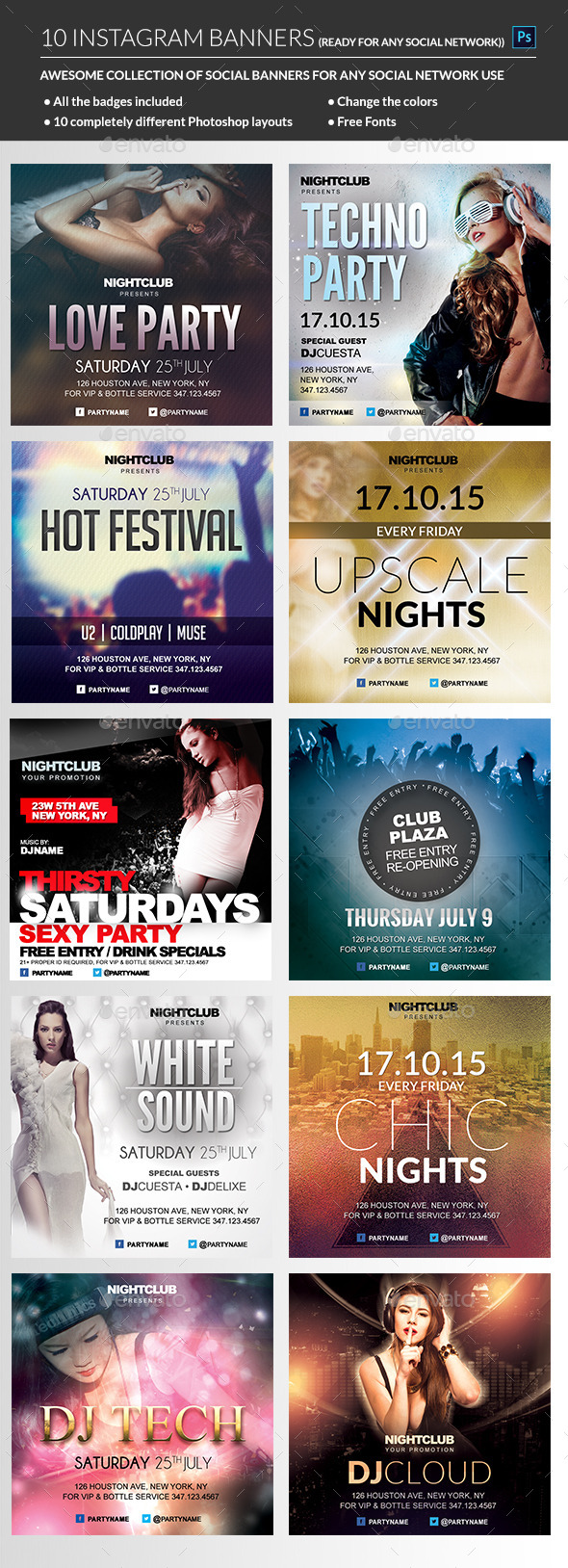 Instagram Banners Party - Banners & Ads Web Elements