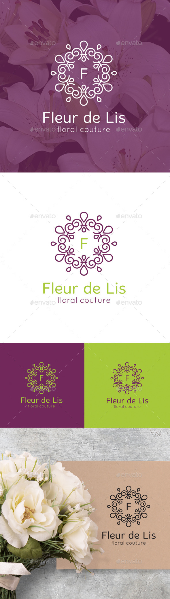 Fleur de Lis Monogram logo - Nature Logo Templates