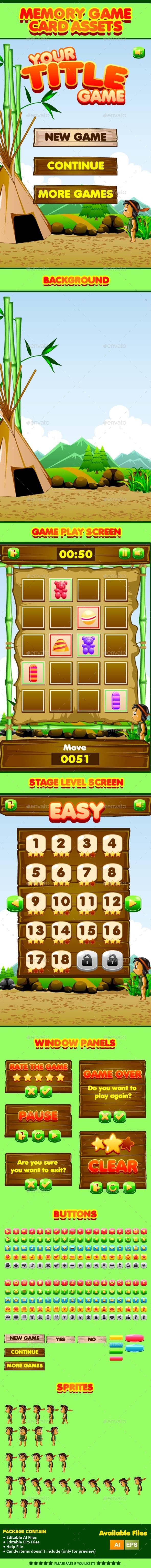 Memory Game Card Assets - User Interfaces Game Assets
