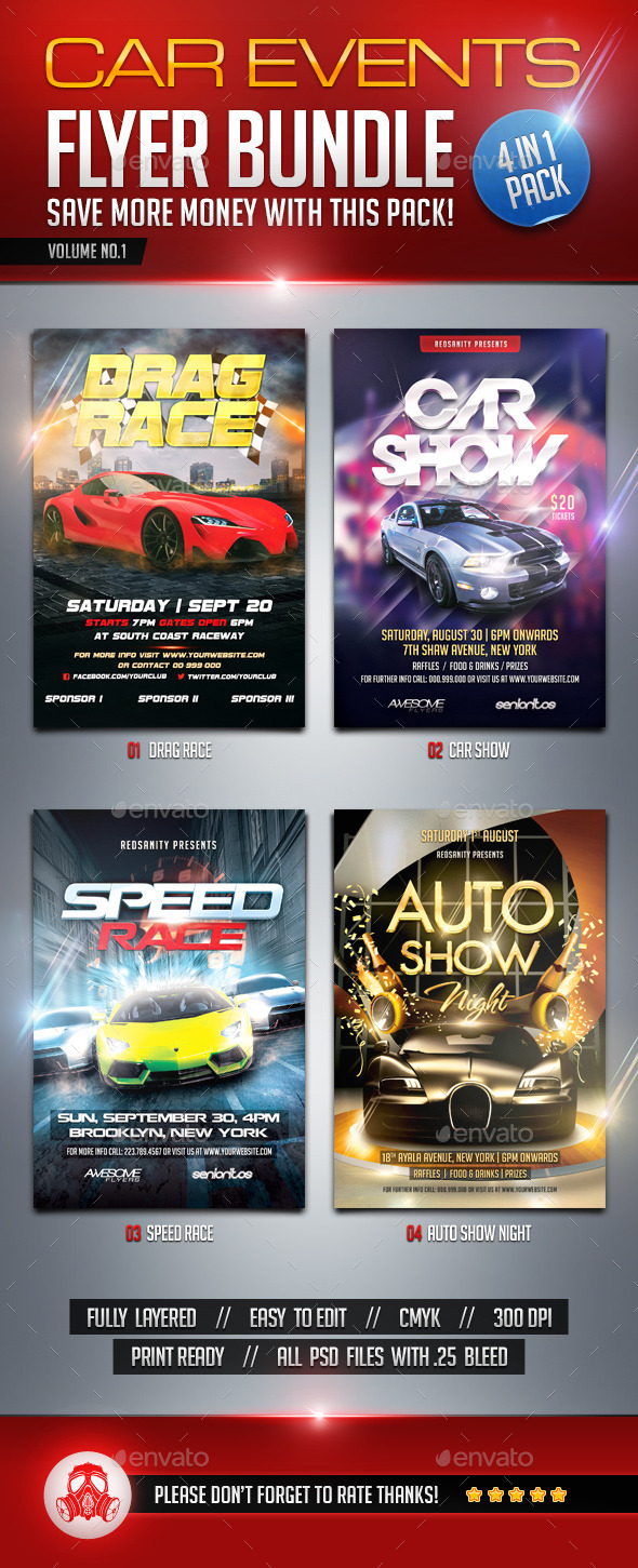 Car Events Flyer Bundle Vol.1 - Events Flyers