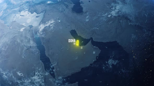 Earh Zoom In Space To Doha Country Alpha Output