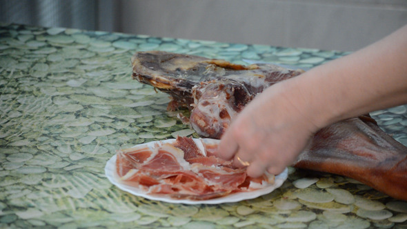 Placing Dry Meat On Plate Placing Dry Meat On Plate