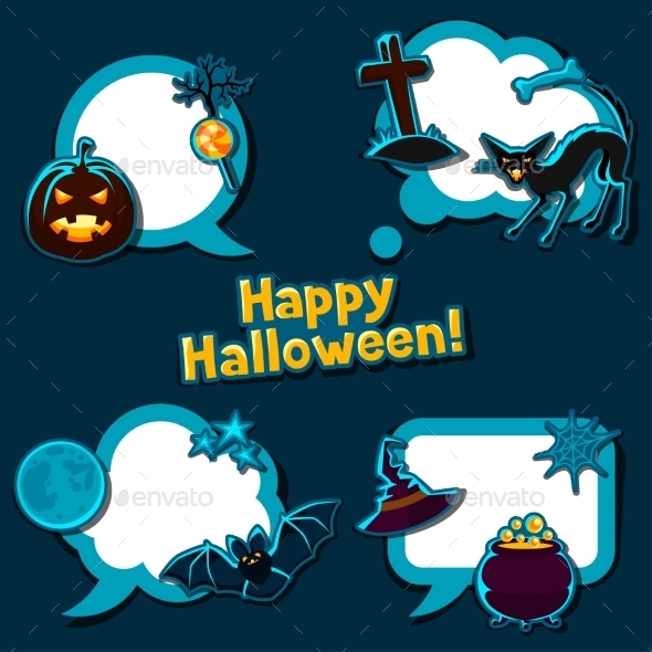 Happy Halloween Speech Bubbles With Stickers - Seasons/Holidays Conceptual