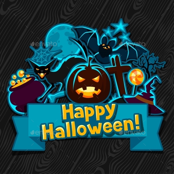 Happy Halloween Greeting Card With Stickers - Seasons/Holidays Conceptual