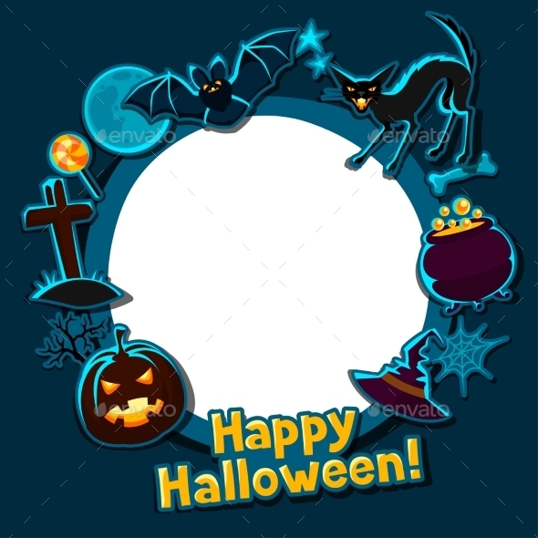 Happy Halloween Greeting Card With Stickers - Seasons/Holidays Conceptual