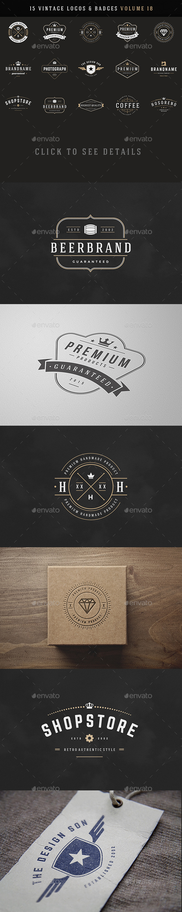15 Retro Vintage Logotypes or Badges - Badges & Stickers Web Elements
