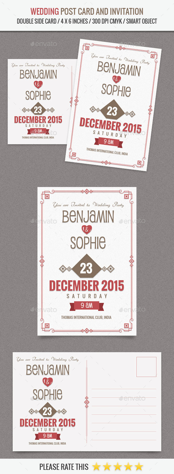 Wedding Invitation Post Card Template - Weddings Cards & Invites