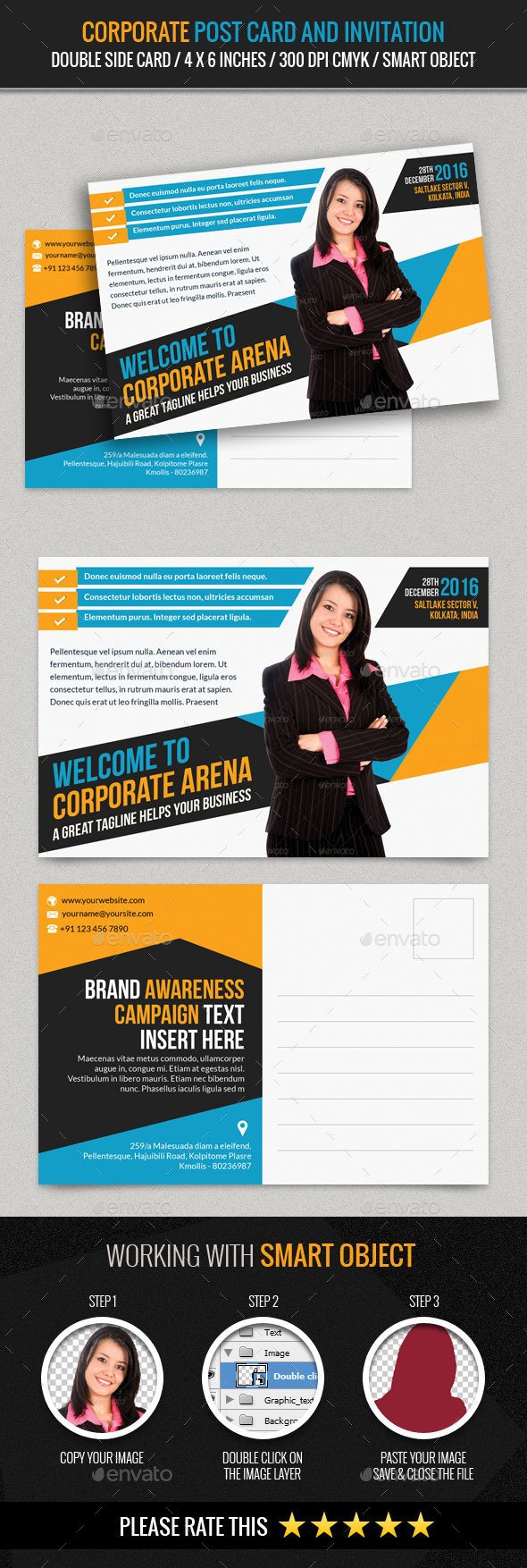 Corporate and Business Post Card Template - Cards & Invites Print Templates