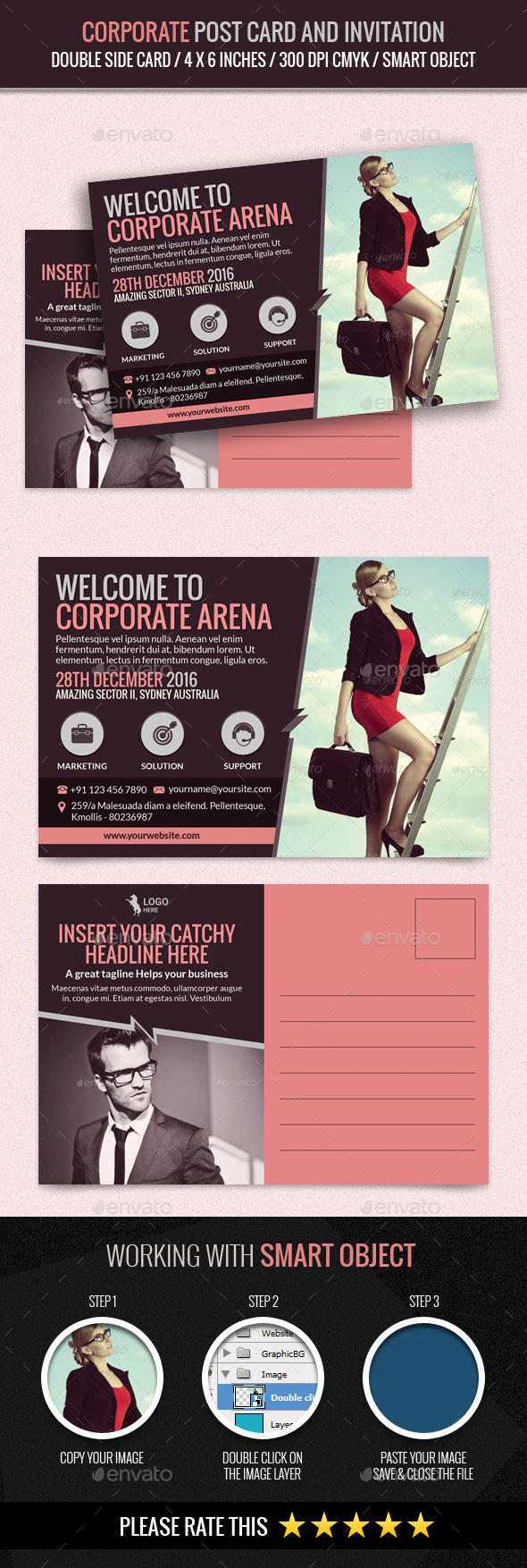 Corporate and Business Post Card Template - Cards & Invites Print Templates