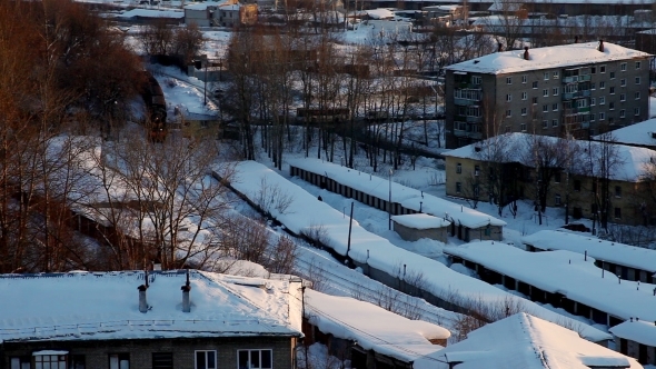 Train With Cargo In Winter City alt