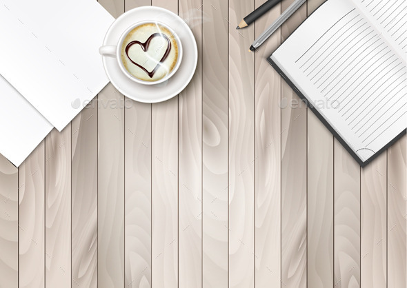 Cup of Coffee With Shape Heart And Notebook - Business Conceptual