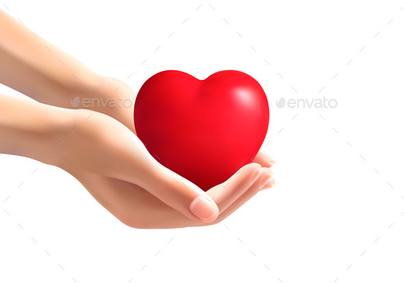Hands Holding A Heart Vector - Health/Medicine Conceptual