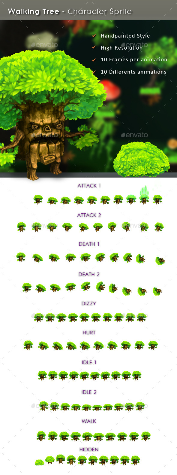 Walking Tree - Character Sprite - Sprites Game Assets