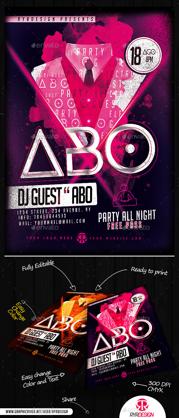 Electro Dj Guest Party Template PSD - Clubs & Parties Events