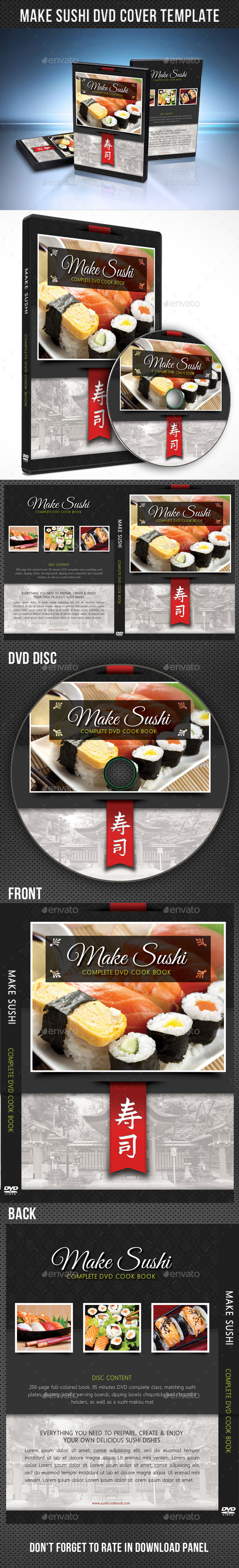 Sushi Cook Make DVD Cover Template - CD & DVD Artwork Print Templates