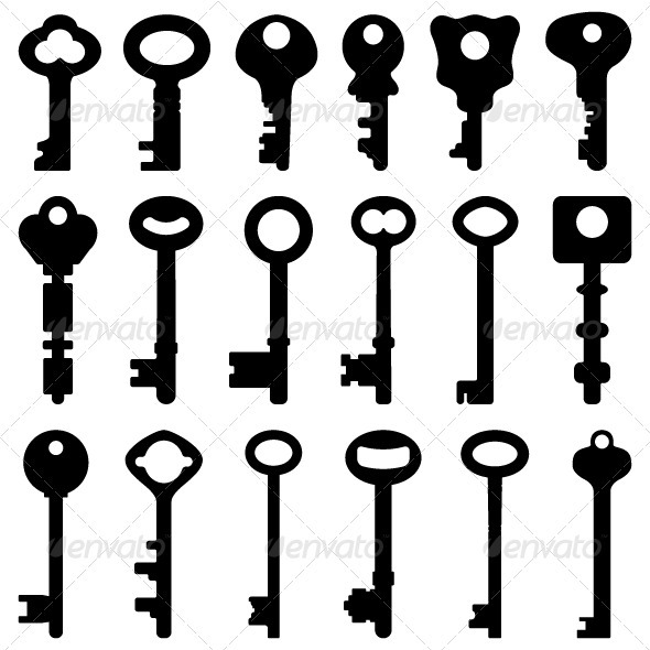 Black Silhouette Antique Old Key - Man-made Objects Objects