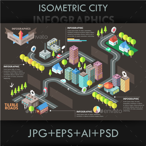Modern Isometric City Template - Buildings Objects
