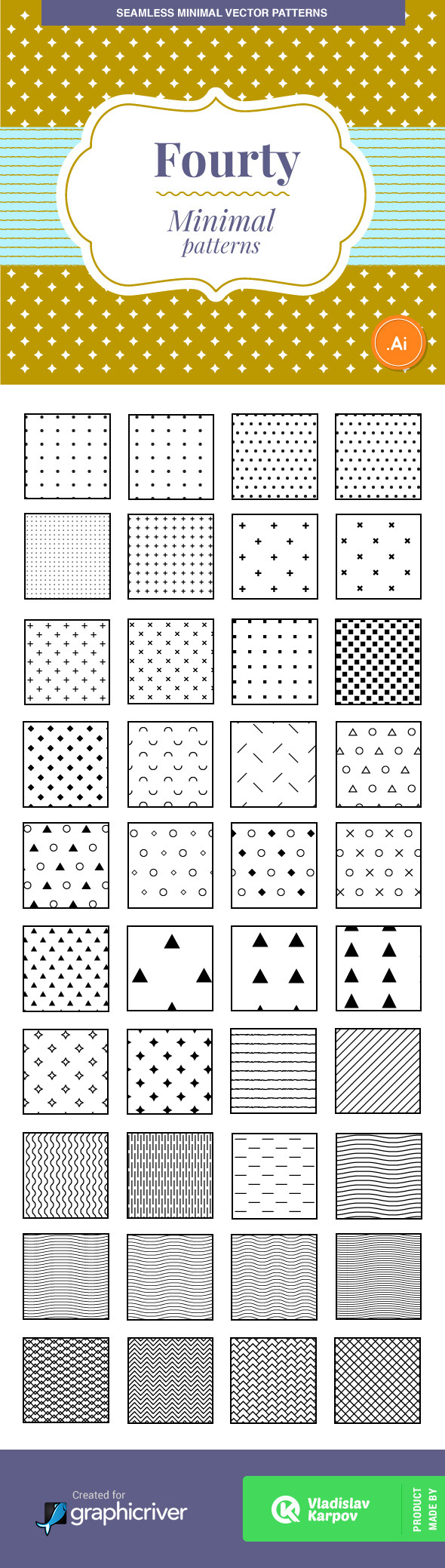 40 Minimal Vector Patterns - Textures / Fills / Patterns Illustrator
