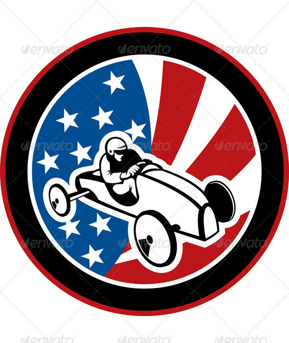 Soap Box Derby Race Car American Flag