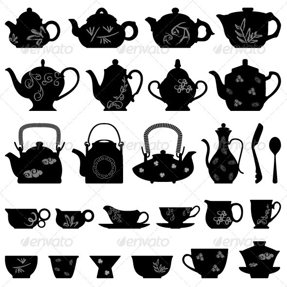 Tea Teapot Cup in Asian Oriental Design - Man-made Objects Objects