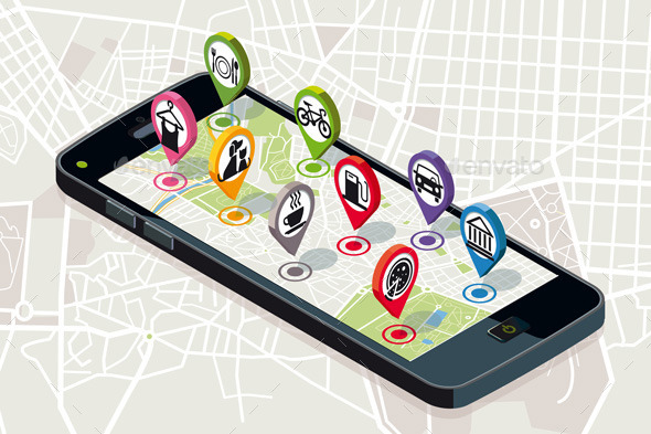 City Map with Services Icons - Technology Conceptual