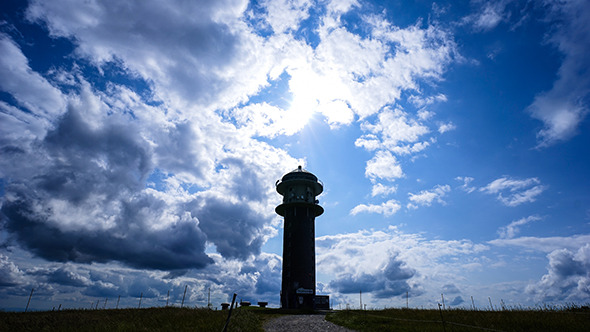 Clouds over Tower on a Sunny Day