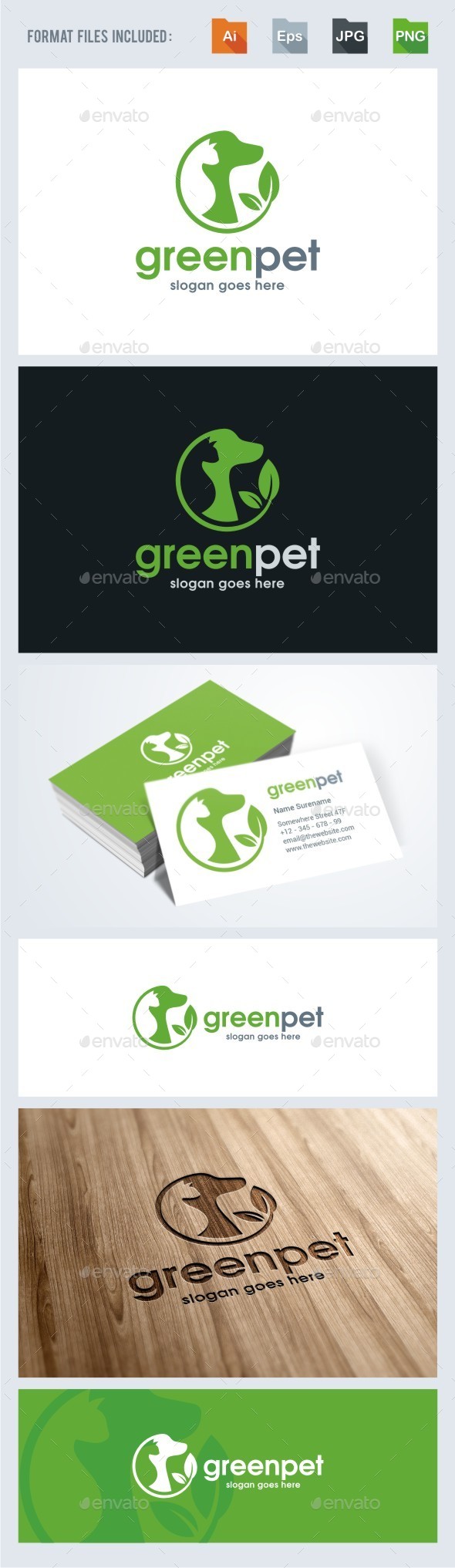 Green Pet - Pet Care Logo Template - Animals Logo Templates