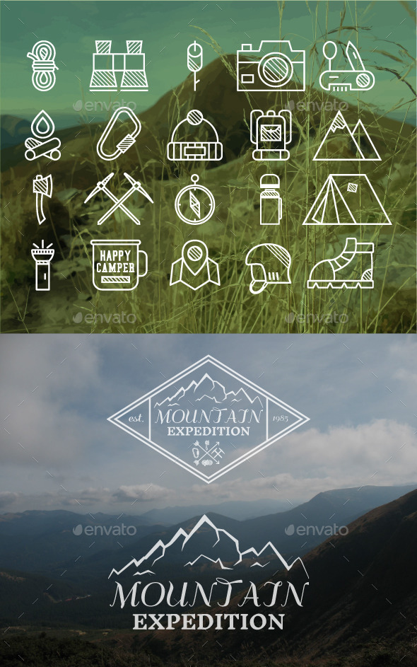 Outdoor Badge and Icons Set - Travel Conceptual