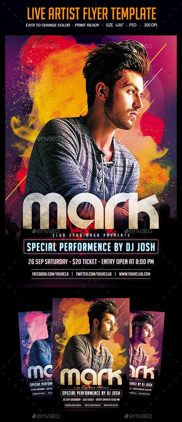 Live Artist Flyer Template - Clubs & Parties Events