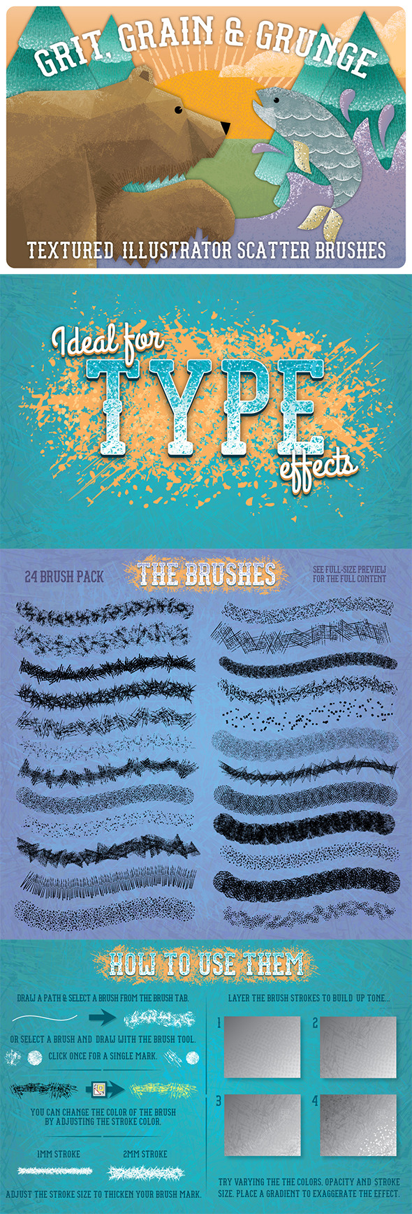 Grit, Grunge & Grain Scatter Brushes - Brushes Illustrator