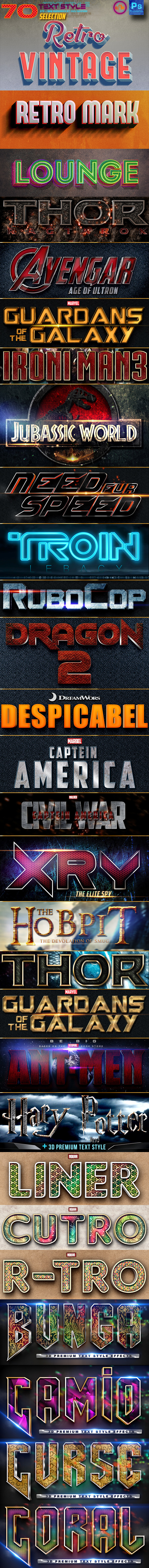 70 Text Style Retro, Movie & 3D Bundle Selection - Text Effects Styles