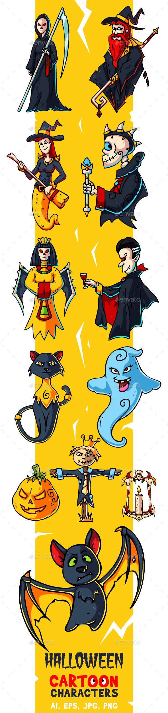 Halloween Cartoon Characters Set - Miscellaneous Characters