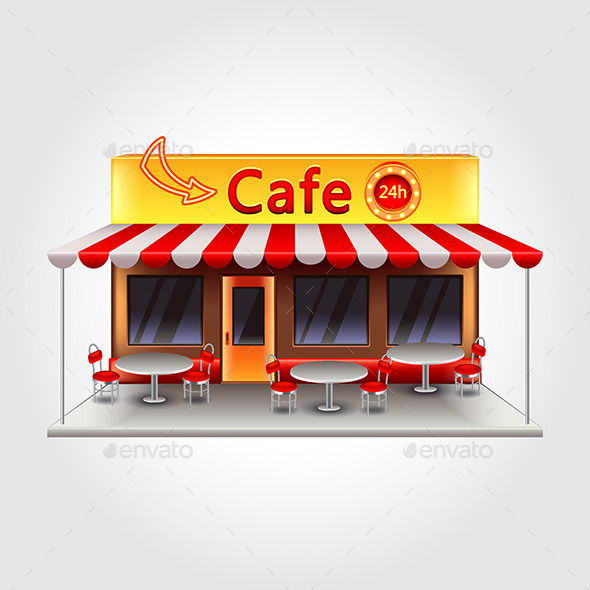 Cafe Building Isolated Illustration - Buildings Objects