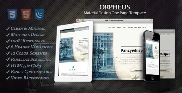 Beautiful Orpheus - Material Design One Page Template