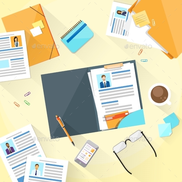 Human Resouce Working Place Desk Documents - Concepts Business