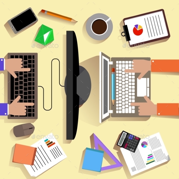 Top View Of Workplace - Concepts Business