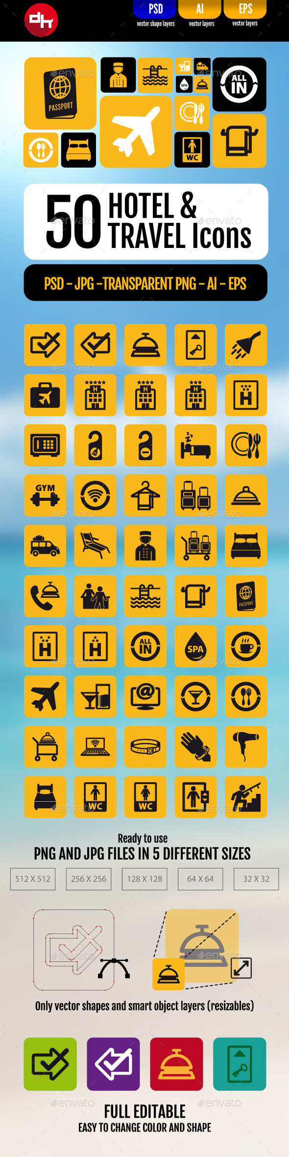Hotel & Travel Icons Pack - Seasonal Icons