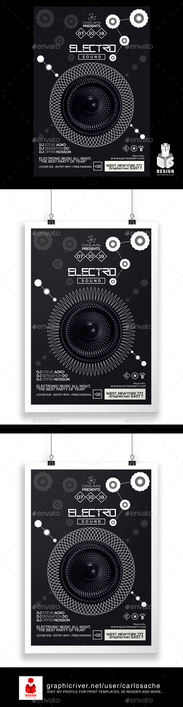 Electro Sound Flyer - Poster Template - Clubs & Parties Events