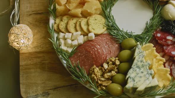 Charcuterie Plate with Salami Different Kinds of Cheese alt