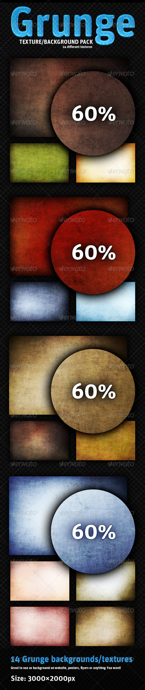 Grunge pack - 14 different backgrounds - Industrial / Grunge Textures